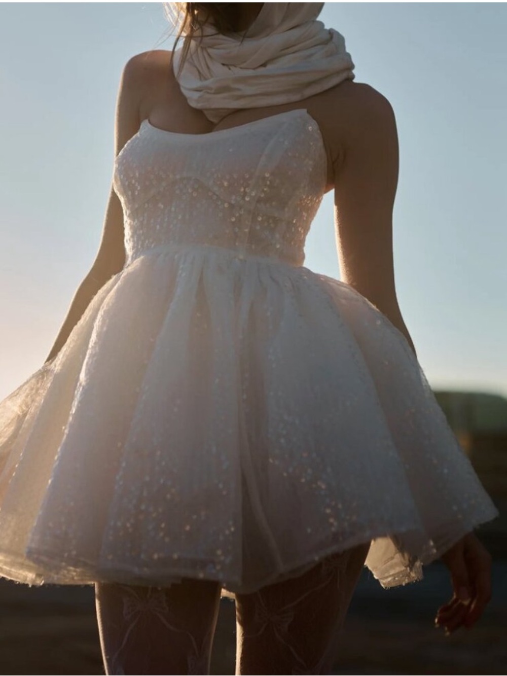 NWT Selkie Dress & Panties Set Frosted Veuve Mini Atrapless in Sequin Ivory